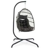 Hangstoelset Hangstoel + Hangstoelstandaard PE-Rattan Hangmand Stoel Metaal Frame