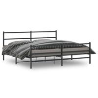 Bedframe met hoofd- en voeteneinde metaal zwart 200x200 cm