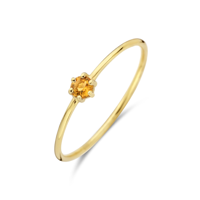 14k Geelgouden Ring 4mm met Citrien - Geboortesteen November