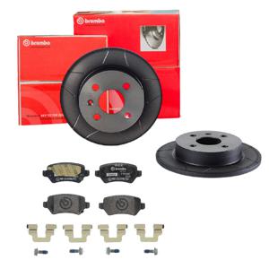 Remmenset, remschijf BREMBO, Remschijftype: Gespleten, Inbouwplaats: Achteras: , u.a. für Opel, Vauxhall, Chevrolet