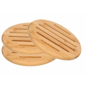 Zeller Pannenonderzetters - 3x - Hout - 20 cm - Dikte 1.5 cm - Pannen onderzetters van hout