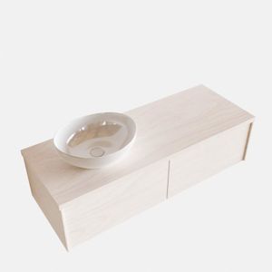 Badkamermeubel BWS Madrid Wit 120 cm met Topblad en Keramische Waskom Links (2 lades, 0 kraangaten)