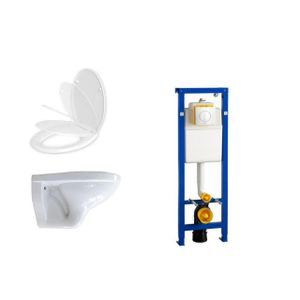 Adema Classic toiletset bestaande uit inbouwreservoir, softclose toiletzitting en Argos bedieningsplaat wit 0704406/0261520/4345124/