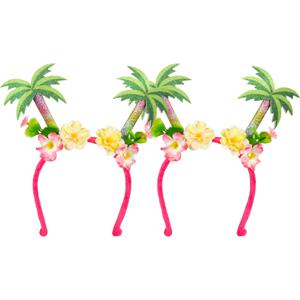 Carnaval verkleed Tiara/diadeem - 2x - Palmbomen en bloemen - dames/meisjes - Tropische Hawaii thema