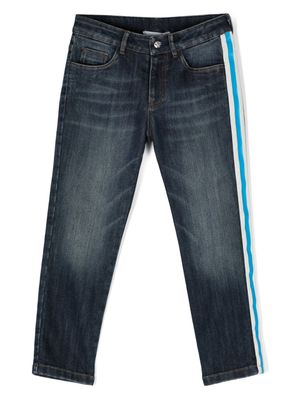 Roberto Cavalli Junior pantalon droit à motif monogrammé brodé - Bleu