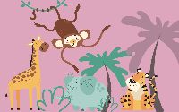 Kleurrijke Cartoon Safari Vinyl tapijt dieren