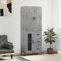 Hoge kast 69,5x34x180 cm bewerkt hout betongrijs