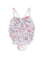 Monnalisa maillot de bain volanté à fleurs - Blanc