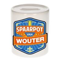 Kinder spaarpot met naam - Wouter - keramiek - met dop - wit - Sparen - Spaargeld van Wouter