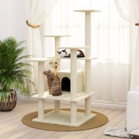 VidaXL Kattenkrabpaal met sisal krabpalen 110 cm crèmekleurig