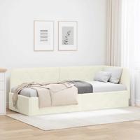 Hoekbedframe met hoofdeinde Crème 80 x 200 cm Fluweel