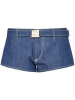 Miu Miu short en jean ceinturé à boucle logo - Bleu - thumbnail