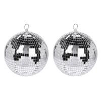 Grote discobal kerstbal - 4x - zilver - 15 cm - glas/foam - spiegelbollen