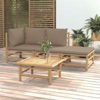 4-delige Loungeset met kussens bamboe taupe