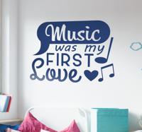 Tienerkamer sticker music was my first love