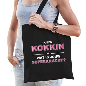 Ik ben kokkin wat is jouw superkracht tasje zwart voor dames - cadeau tas kokkin