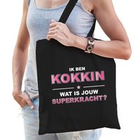 Ik ben kokkin wat is jouw superkracht tasje zwart voor dames - cadeau tas kokkin