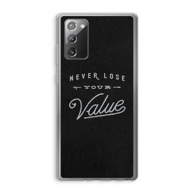 Never lose your value: Samsung Galaxy Note 20 / Note 20 5G Transparant Hoesje