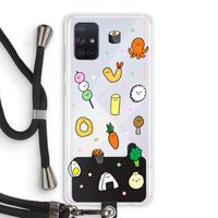 Happy bento friends: Samsung Galaxy A71 Transparant Hoesje met koord