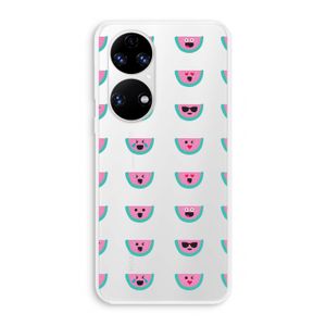 Smiley watermeloenprint: Huawei P50 Transparant Hoesje