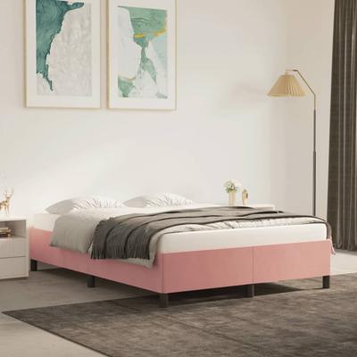 Bedframe fluweel roze 140x190 cm