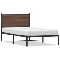 Bedframe met hoofdbord metaal bruin eikenkleurig 100x190 cm