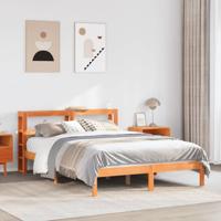 Bedframe met hoofdbord massief grenenhout wasbruin 140x190 cm