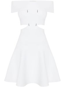 Alexander McQueen robe évasée à épaules dénudées - Blanc