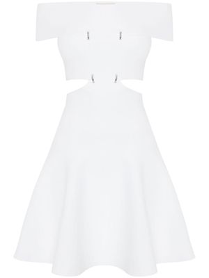 Alexander McQueen robe évasée à épaules dénudées - Blanc