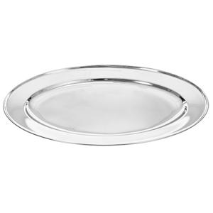 CM serveerschaal/dienblad - ovaal - zilver - RVS - 40 x 26 x 3 cm - party hapjes/catering schaal