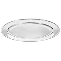 CM serveerschaal/dienblad - ovaal - zilver - RVS - 40 x 26 x 3 cm - party hapjes/catering schaal