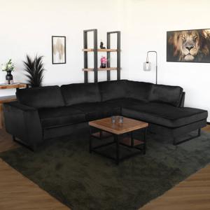 Hoekbank design Puckerto 290cm bank velvet zwart hoek loungebank rechts bankstel