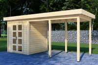 Prime Line blokhut 250x250 cm + luifel 400 cm- Plat dak- Onbehandeld vurenhout- Van Kooten - Van Kooten
