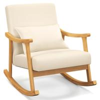 Schommelstoel met Hoge Rugleuning & Gevoerde Zitting Moderne Accentstoel Beige