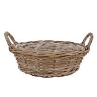 Plantenmand/aardappelmand tafelmodel - Ivy - met handvatten - rotan - B30 x H13 cm - binnen/buiten