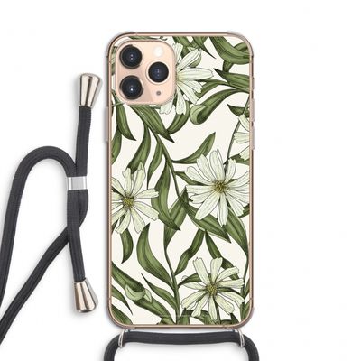 Wit bloemenpatroon: iPhone 11 Pro Transparant Hoesje met koord