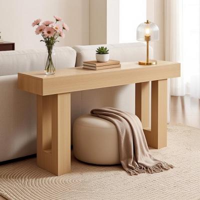 VEVOR Consoletafel/Salontafel (160 x 35 x 85 cm / L x B x H), smalle rechthoekige bijzettafel van spaanplaat voor hal, slaapkamer, woonkamer, entree, haltafel, bijzettafel, naturel hout