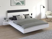 Bed met nachtkastjes MANOZA 160x200 cm wit/metaalgrijs