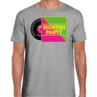 Bellatio Decorations Disco verkleed T-shirt heren - 80s party - grijs - jaren 80 feest - carnaval 2XL  -
