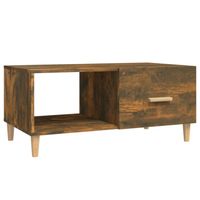 The Living Store Salontafel bewerkt hout Gerookt Eiken - 89.5 x 50 x 40 cm - thumbnail