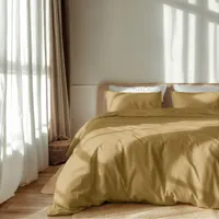 Dekbedovertrek Luna Uni Effen Okergeel 240x200 Cm Luna Bedding - Dekbed-Discounter.nl