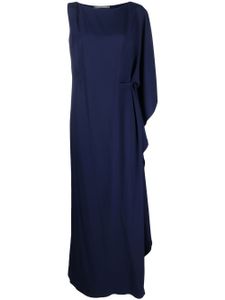 Alberta Ferretti robe longue drapée à une épaule - Bleu