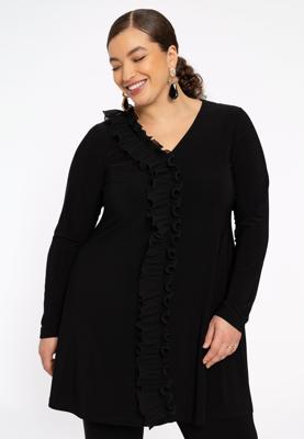 Yoek Tuniek wide bottom plissé | Zwart | Maat 54/56