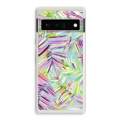 Tropical Palms Blue: Google Pixel 6 Pro Transparant Hoesje