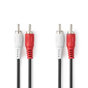 Stereo-Audiokabel | 2x RCA Male | 2x RCA Male | Vernikkeld | 5.00 m | Rond | Zwart