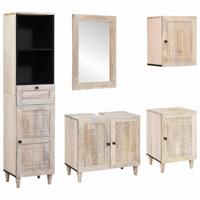 Badkamermeubelset 5 pcs Wit 38 x 33 x 160 cm massief mangohout