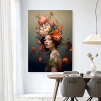 Urban Cotton Wandkleed 'Vintage Flower Girl' 145 x 190cm in Frame - black