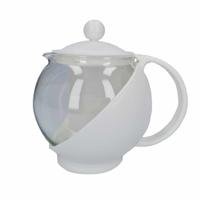 Gerimport Theepot - met infuser/ filter - 750 ml - wit - theekan - thumbnail