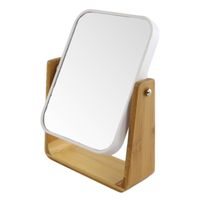 MARBEAUX Tafelspiegel - Dubbelzijdig - Op Standaard - Wit - Bamboe - 16x6x22cm - Spiegels