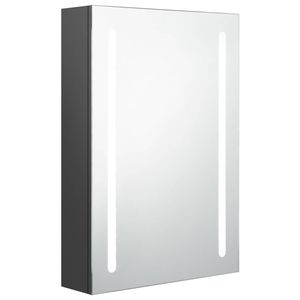 The Living Store Spiegelkast LED Grijs 50x13x70cm - MDF met melamine-afwerking